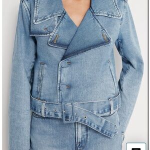 Good American Light Blue Denim Belted Jacket